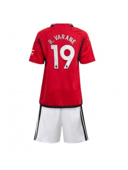 Otroški Nogometna dresi replika Manchester United Raphael Varane #19 Domači 2023-24 Kratek rokav (+ hlače)